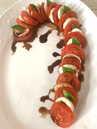 Candy Cane Caprese Salad